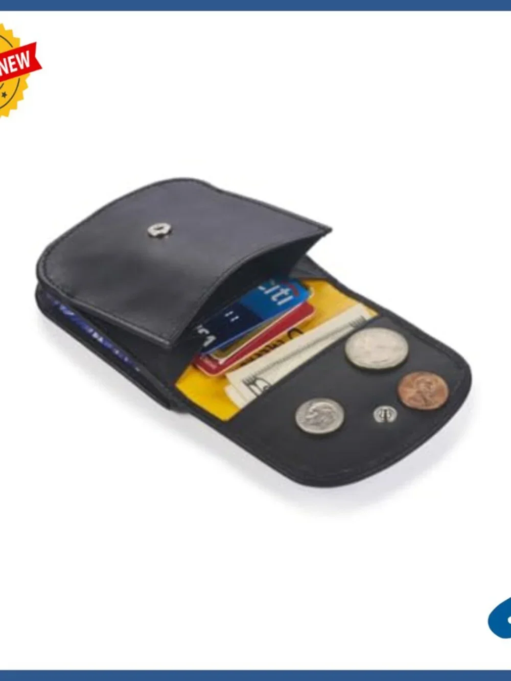 Compact Leather Wallet for Cards Coins Bills ID Front Pocket Folding